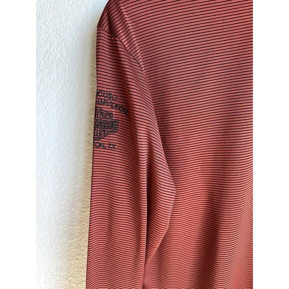 Harley Davidson Houston Mancuso Orange Black Striped Long‎ Sleeved Polo Shirt M - Picture 6 of 11